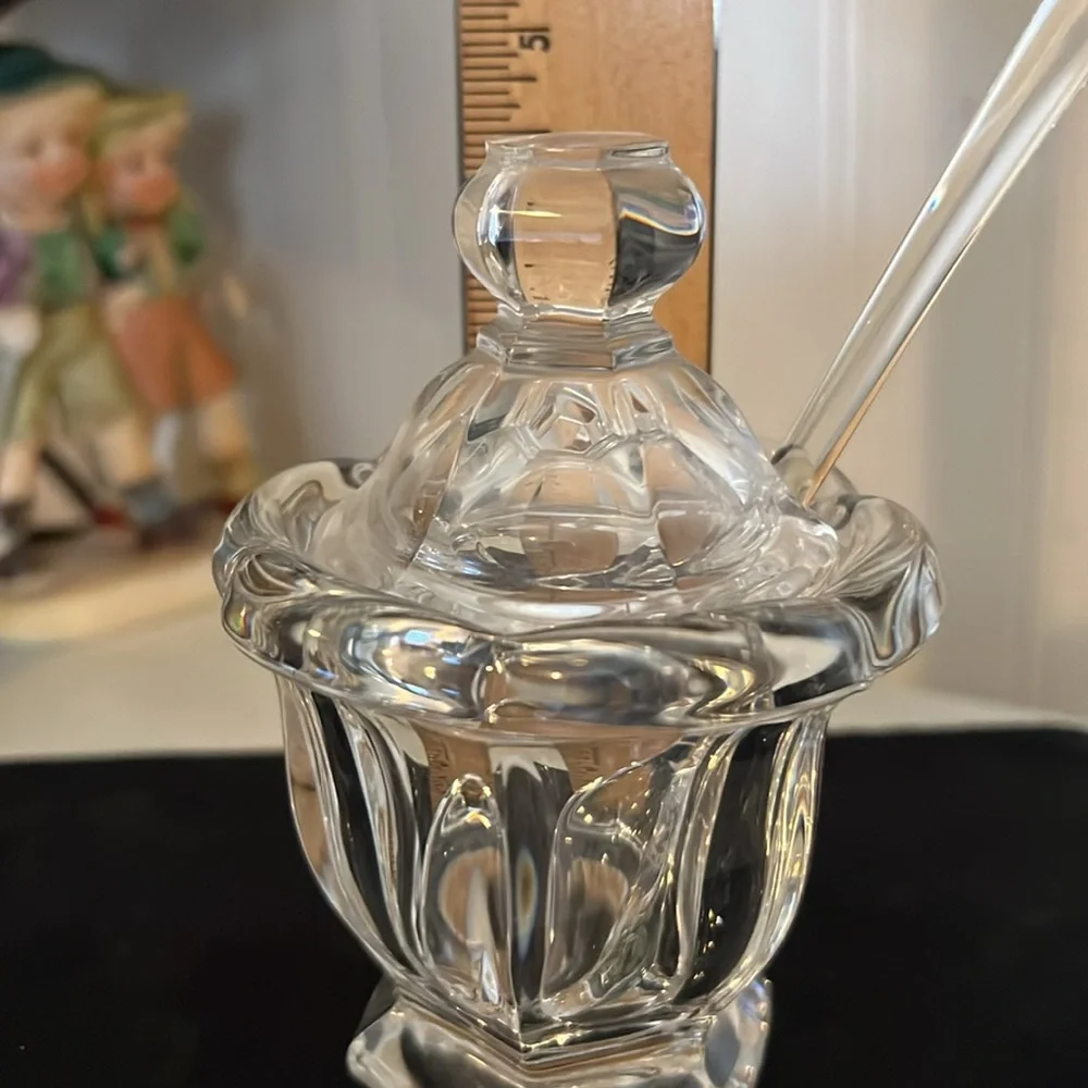 Baccarat crystal jam jar lid & spoon